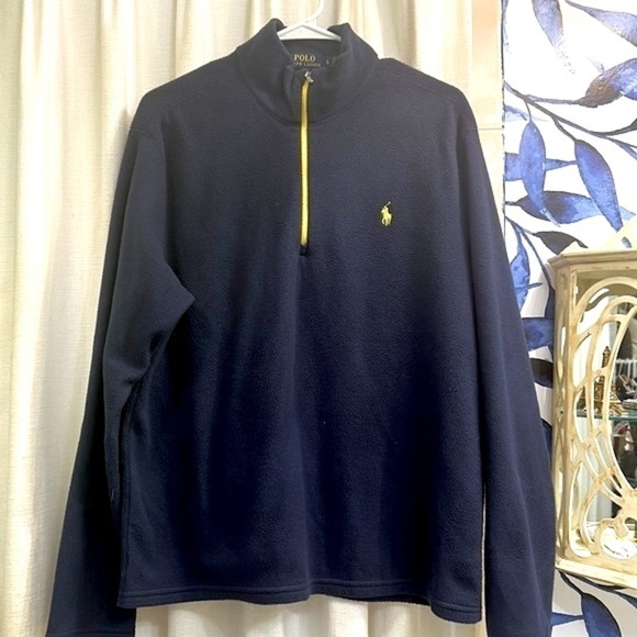 Men’s Blue Polo Ralph Lauren Performance Fleece 3/4 Zip Up Pullover Size Large - Picture 1 of 6